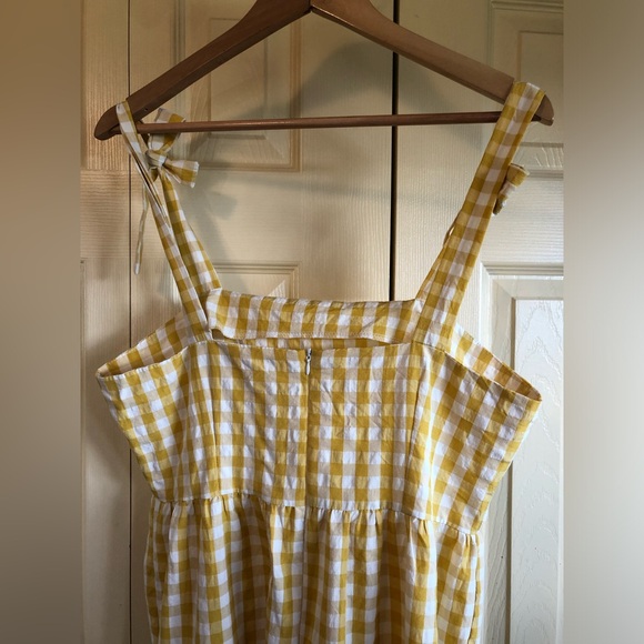 Yellow Gingham Picnic Dress, Tiered, Full Length - Picture 3 of 7